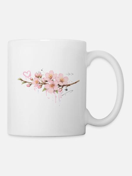 Kirschblüten Zweig im Graffiti Stil   - Tasse - Weiß
