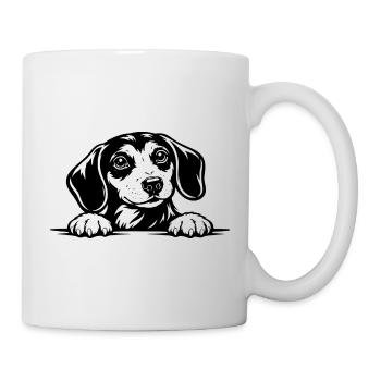 Portrait du teckel à la patte - Mug blanc - blanc - Droite