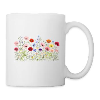 Wildflowers meadow with natural watercolor flowers - Mug - white - Right