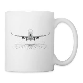 Dessin de décollage d’avion de passagers sur piste - Mug blanc - blanc - Droite