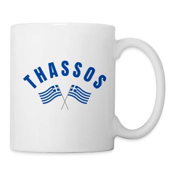 Thassos kreuzte griechische Flaggen - Tasse - Weiß - Rechts
