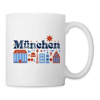 München Skyline Illustration Farbige Stadt - Tasse - Weiß - Rechts