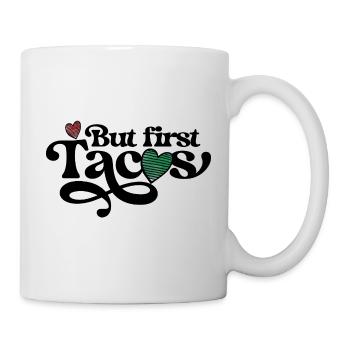 Striped Handdrawn Hearts on Black - Mug - white - Right