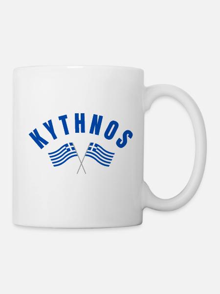 Kythnos-griechische Flaggen - Tasse - Weiß