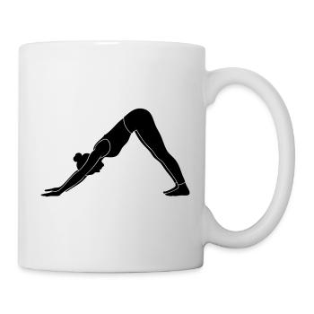 Silhouette de yoga canin face vers le bas - Mug blanc - blanc - Droite