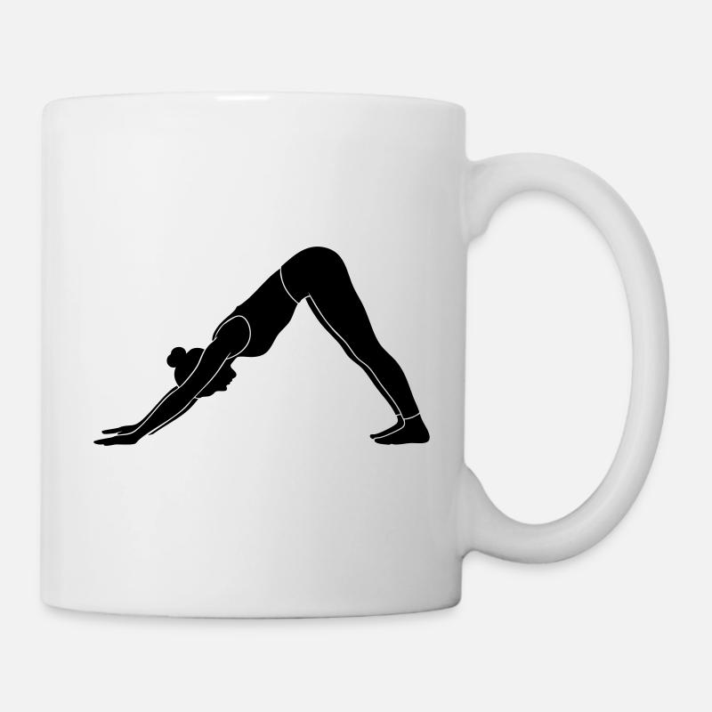 Silhouette de yoga canin face vers le bas - Mug blanc - blanc