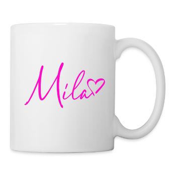Mila Signatur Neon Pink - Tasse - Weiß - Rechts