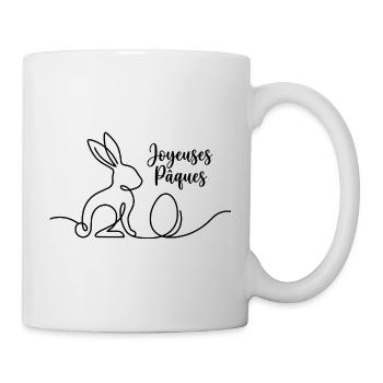 Joyeuses Pâques,Süßes Hasen Oster Shirt, Hoodie - Tasse - Weiß - Rechts