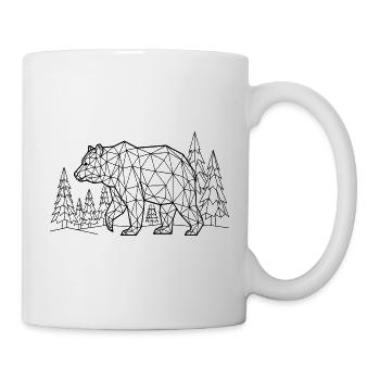 Bear Silhouette Pine Forest Grizzly - Tasse - Weiß - Rechts