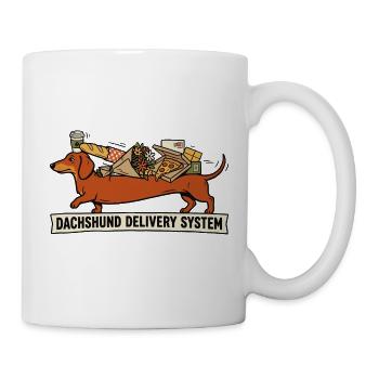 Dackel-Liefersystem – Funny Dog Design - Tasse - Weiß - Rechts