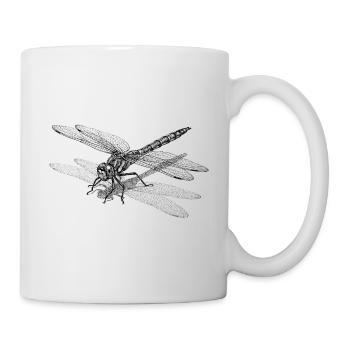 Motif à points en forme de libellule - Motif minimaliste - Mug blanc - blanc - Droite
