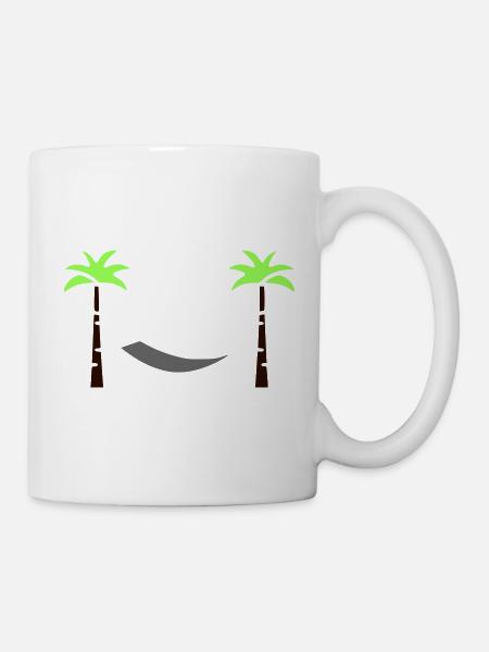 Hängematte Palmen Flat Design - Tasse - Weiß