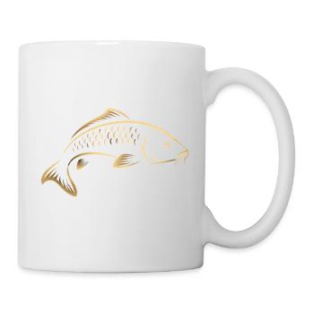 Karpfenfisch Minimalistische Angelgrafik - Tasse - Weiß - Rechts