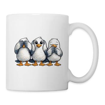 Three seagulls see nothing hear nothing say nothing - Mug - white - Right