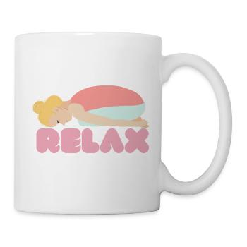 Pastell-Schlaf-Entspannungs-Illustration - Tasse - Weiß - Rechts