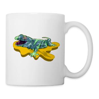 Eidechse auf neongelbem Teich - Tasse - Weiß - Rechts
