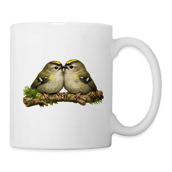 Goldcrests on twig - illustration - Mug - white - Right