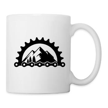 MTB Mountain Bike – Kettenblatt Logo - Tasse - Weiß - Rechts