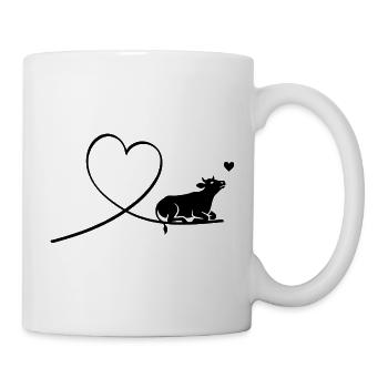 Animal Welfare Cow Silhouette with Heart Vegan - Mug - white - Right