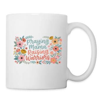 Betende Mama erzieht Krieger | Retro-Blumenstil - Tasse - Weiß - Rechts