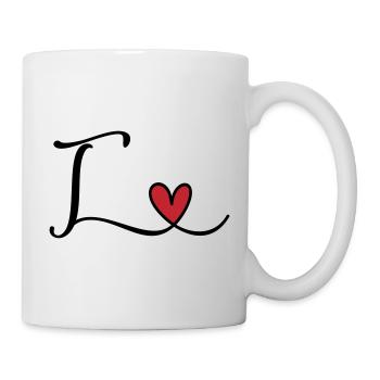 Monogramme de la lettre T avec cœur - Mug blanc - blanc - Droite