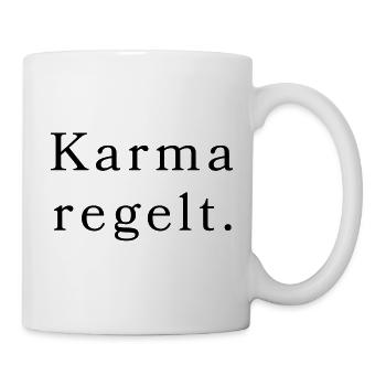 Karma regelt - Tasse - Weiß - Rechts