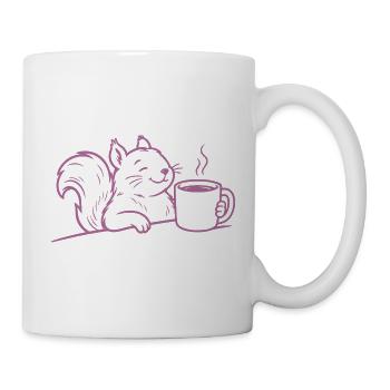 Eichhörnchen Kaffee Illustration Kaffeeliebe - Tasse - Weiß - Rechts