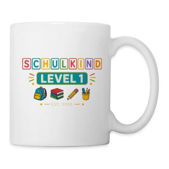 Schulkind Level 1 Einschulung 2026 - Tasse - Weiß - Rechts
