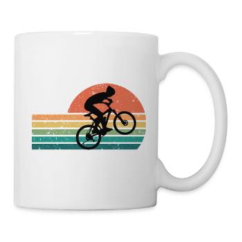 Retro Retro Mountain Bike Sunset Silhouette - Mug - white - Right