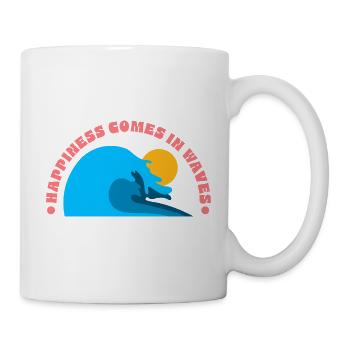 Le bonheur vient par vagues - Mug blanc - blanc - Droite