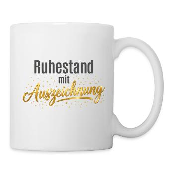 Rente mit Auszeichnung – Design mit goldnen Sterne - Tasse - Weiß - Rechts