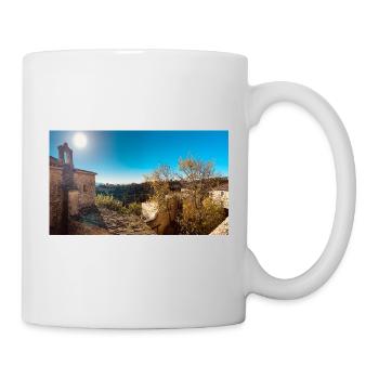 Sonneniges toskanisches Dorf mit Dächern - Tasse - Weiß - Rechts