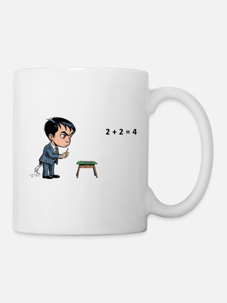 Comic-Schüler bei Rechenaufgabe – Mathe Frust - Tasse - Weiß