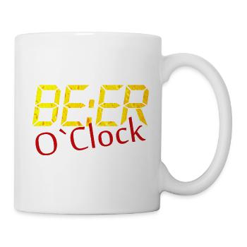 Beer o clock Lustiger Bier Spruch Geschenk - Tasse - Weiß - Rechts