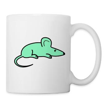 Minzfarbene Maus Silhouette - Tasse - Weiß - Rechts