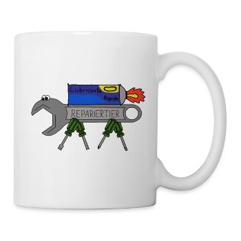 ReparierTier mit LubriFast - Tasse - Weiß - Rechts