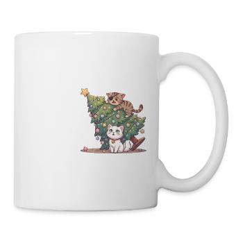 O Tannenbaum! Süße Katzen & Weihnachtschaos - Tasse - Weiß - Rechts