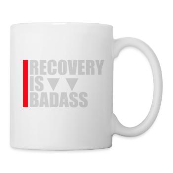 Recovery Is Badass Motivational Recovery Quote Logo - Mug - white - Right