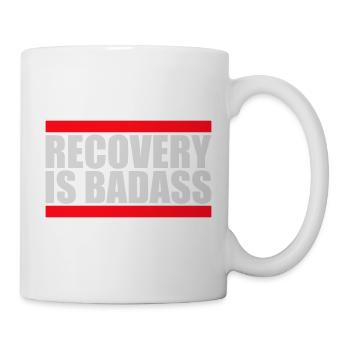 Recovery Is Badass Motivational Recovery Quote Logo - Mug - white - Right
