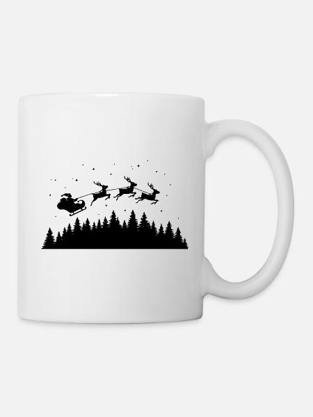 Weihnachtsmann Schlitten Rentiere - Tasse - Weiß