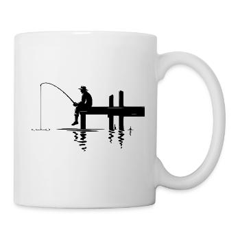 Fisherman Silhouette Nature Minimalist - Mug - white - Right