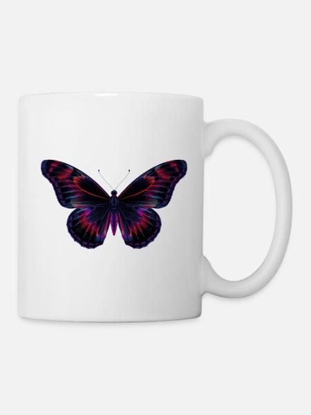 Holografischer Neon-Schmetterling - Tasse - Weiß