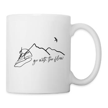 Go With The Flow – Minimalist Mountain Line Art - Tasse - Weiß - Rechts