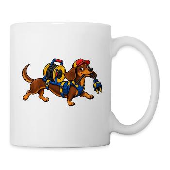 Dackel auf Draht - Tasse - Weiß - Rechts