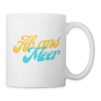 Ab ans Meer – Sommerlicher Retro-Schriftzug - Tasse - Weiß - Rechts
