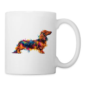 Dackel Aquarell-Splash - Tasse - Weiß - Rechts