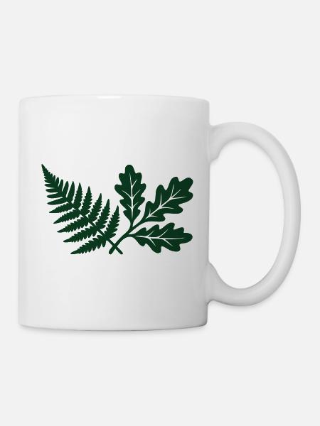 Farn Eichenlaub Wald Silhouette - Tasse - Weiß