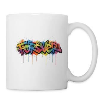 Für immer Graffiti-Regenbogen - Tasse - Weiß - Rechts
