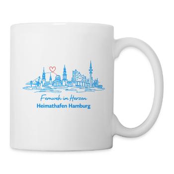 Heimathafen Hamburg – Skyline One Line Art - Tasse - Weiß - Rechts