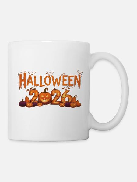 Halloween 2026 Kürbisse leuchten - Tasse - Weiß